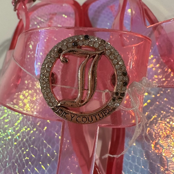 JUICY COUTURE Sandals T-Strap Logo Jelly Pink Size XL 11 - Picture 5 of 6